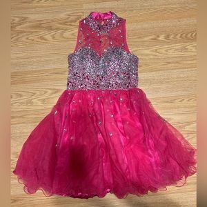 Pink hoco dress with rhinestones